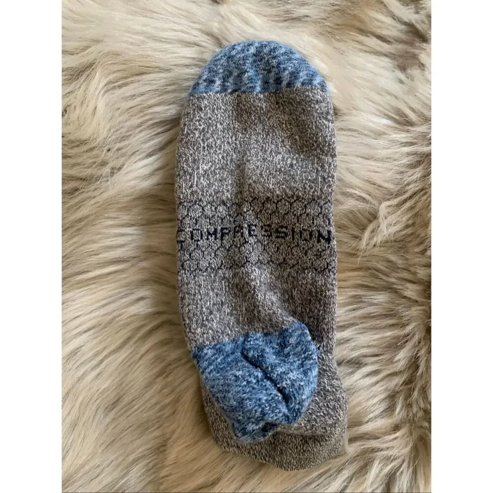 Bombas Gray and Blue Ankle Compression Socks